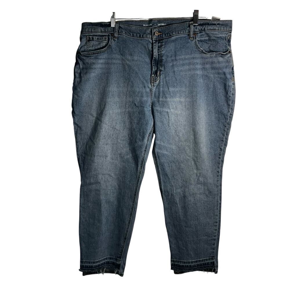 Old Navy Mid Rise Boyfriend Jeans Women’s Size 18 Kacee Wash Raw Hem Stretch